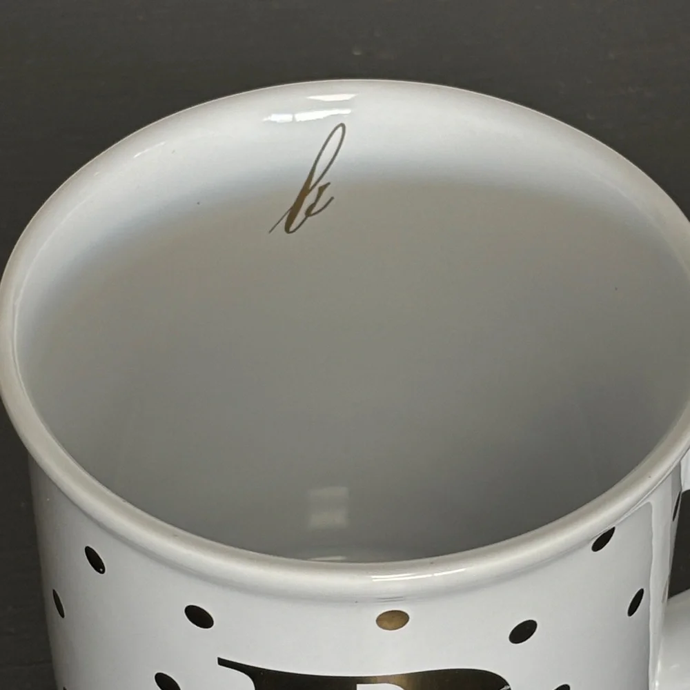 Pier 1 Imports Polka Dot Monogram Mug - White and Gold